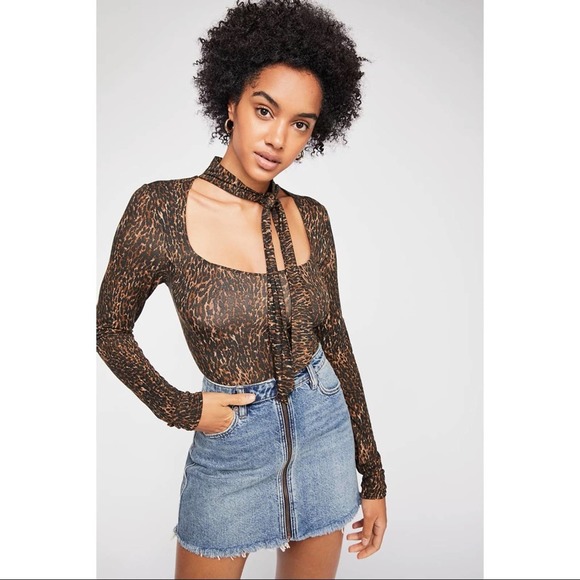Free People Wild Thing Tie Neck Long Sleeve Top - Picture 1 of 6